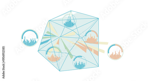 Abstract Data Visualization Network with Circular Charts