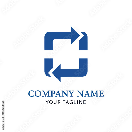 Blue Arrows Forming a Square Shape for Company Logo Design.