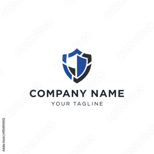 Modern shield logo design with geometric elements for security company.