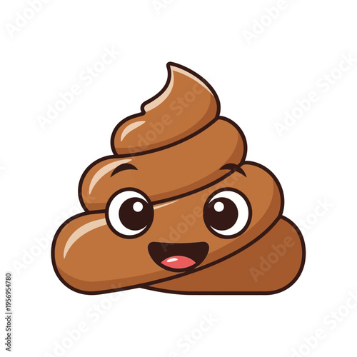 Happy Poop Emoji with Big Eyes and Smiling Mouth - Cute Cartoon Character