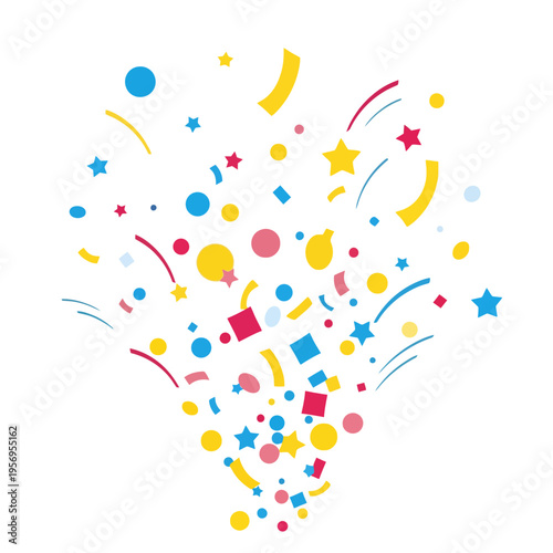 Colorful Confetti Explosion Isolated on White Background - Celebration Party Elements