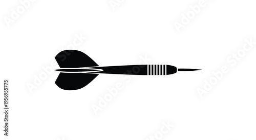 A black dart in flight sharply defined against a white background silhouette