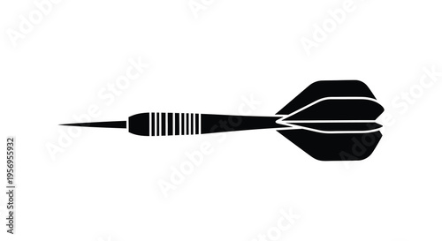 A black dart with detailed flights presented as a striking silhouette