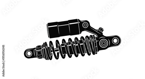 Detailed illustration of a motorcycle shock absorber black silhouette