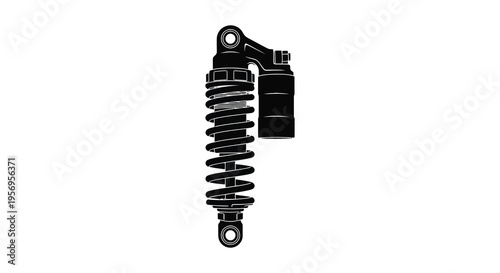 Detailed illustration of a motorcycle shock absorber black silhouette