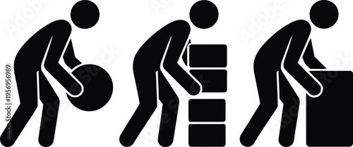 Illustrations showing different ways to carry heavy objects using proper techniques