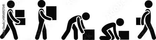 Person demonstrating the process of lifting and placing a heavy box carefully