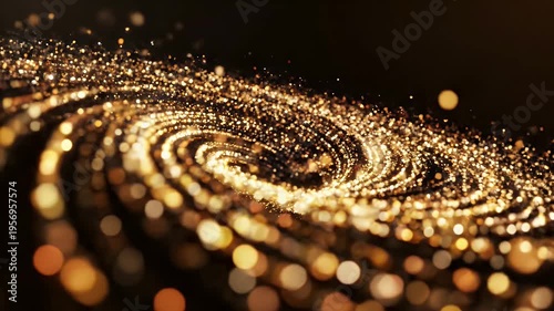 Wallpaper Mural Abstract spiral of golden bokeh lights against a dark backdrop, creating a blurred effect Torontodigital.ca