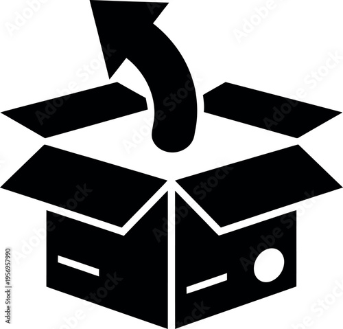 An open box with a downward arrow indicating download or installation process