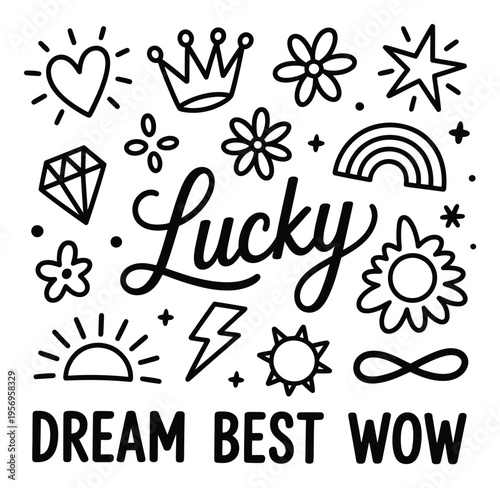 Lucky Dream Best Wow Vector Illustration with Symbols