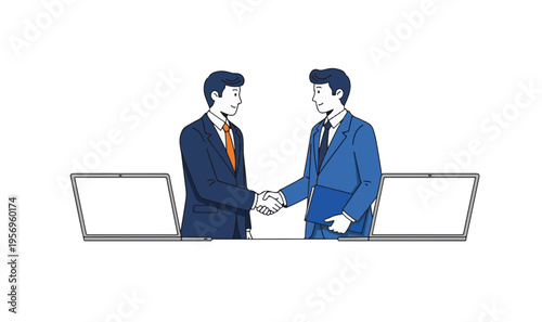 Two businessmen shaking hands in a professional setting