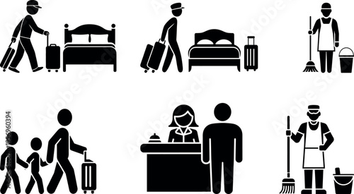 Various hotel and hospitality service icons