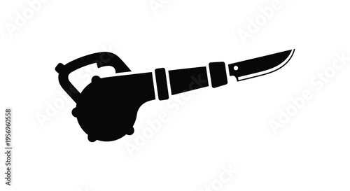 Black silhouette of a handheld leaf blower with a blade attachment