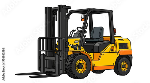 Yellow Forklift Truck Industrial Vehicle.