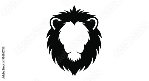 Striking black silhouette of a majestic lion s head and mane silhouette