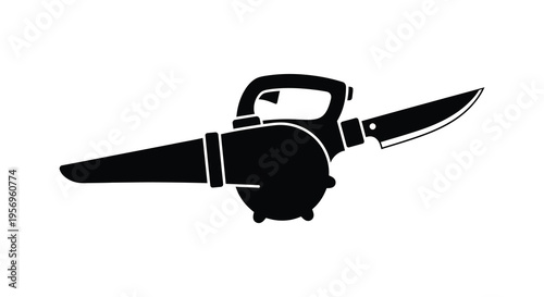 A peculiar fusion leaf blower combined with a blade silhouette