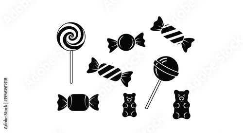 Black and white candy collection with striking silhouette