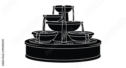 Elegant tiered fountain in black a striking visual silhouette