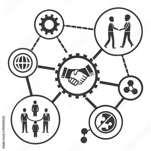 Black and white for business partnership and global team