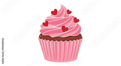Pink frosted cupcake with hearts a delightful sweet treat silhouette