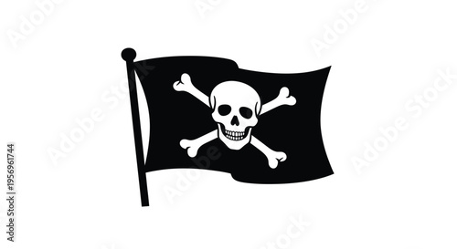 Black pirate flag with skull and crossbones a striking silhouette