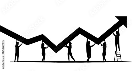 Illustration of business graph, Business growth graph with businessmen 