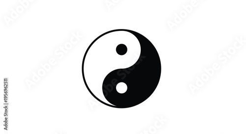Yin and yang symbol presented as a striking black silhouette