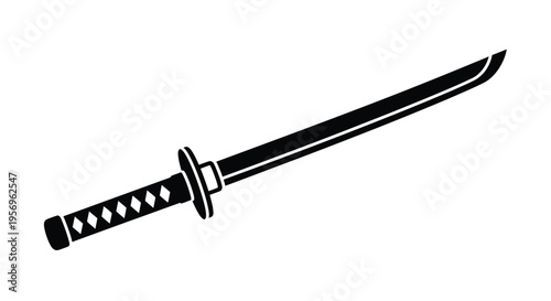 Foto A black katana sword illustration in a stark dramatic silhouette