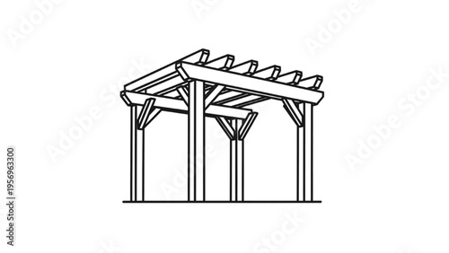 Vector illustration of a freestanding wooden pergola for outdoor living spaces