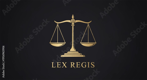Golden law scale icon vector, Lex Regis logo