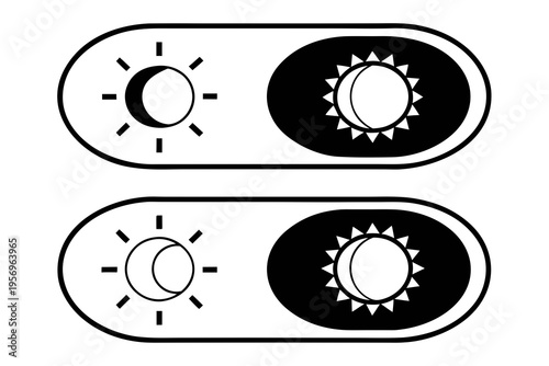 Black and white sun and moon on sliders simple line sliders toggle