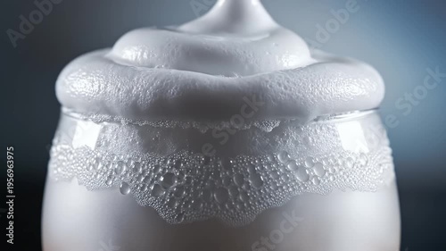 Wallpaper Mural A close-up showcases a clear glass filled with creamy white foam, capturing its texture Torontodigital.ca