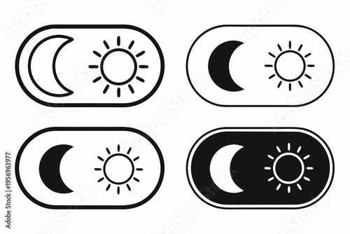 Various sun and moon on sliders simple line sliders toggle dark and light