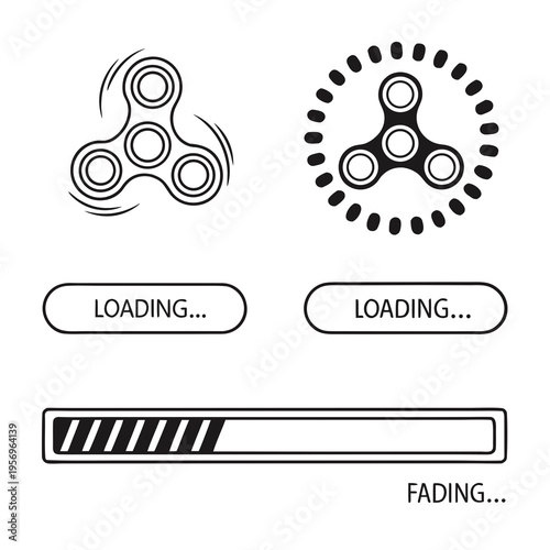 Black and white loading with fidget spinners loading black technology internet