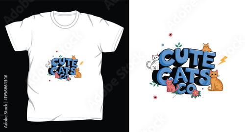 cat graphic vector art t-shirt design print template 