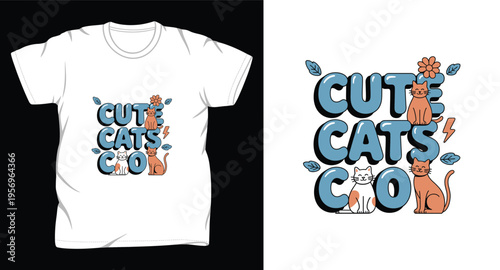 cat graphic vector art t-shirt design print template 