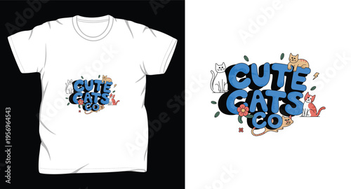 cat graphic vector art t-shirt design print template 