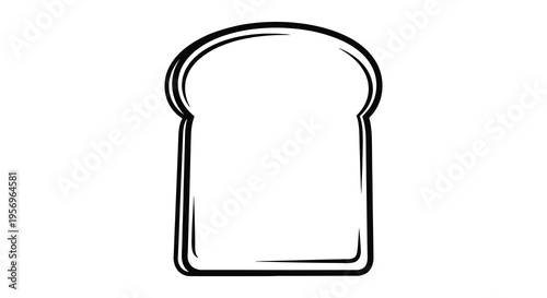 Simple slice of bread depicted in a stark black outline silhouette