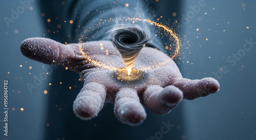 dark black hole portal in the palm of your hand . Generative AI