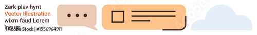 Communication, user interface design, messaging systems, digital interaction, social media, networking. Speech bubble, text box and cloud. Communication and user interface design concept