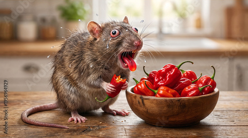 A surprised rat eats a hot pepper . Generative AI