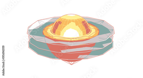 Abstract Geometric Structure with Central Glowing Core