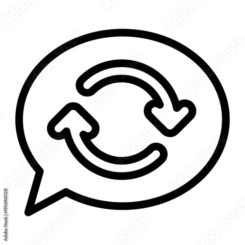 Icon of a speech bubble with arrows representing continuous and effective business communication