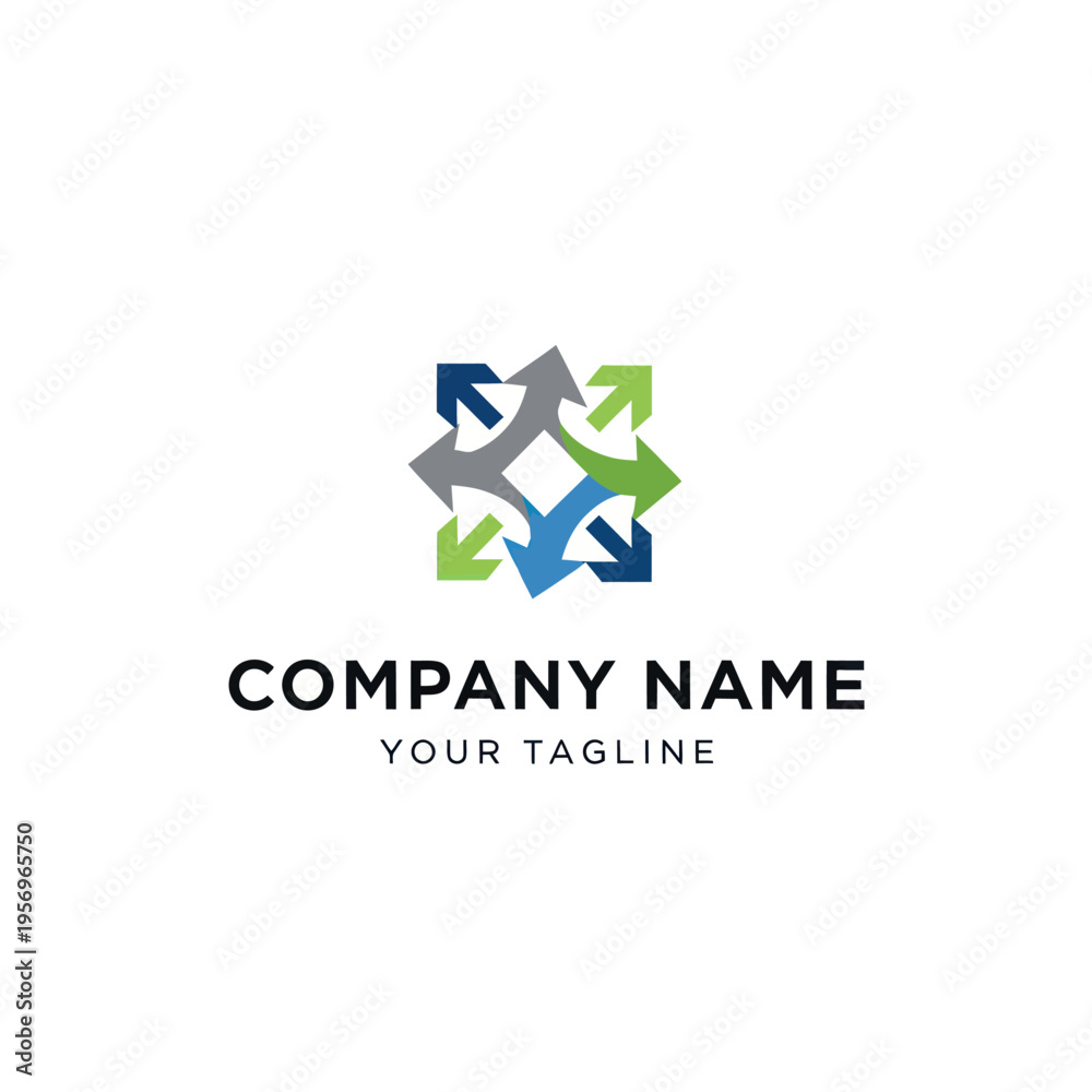 Fototapeta premium Abstract Arrow Square Logo Design with Directional Movement.