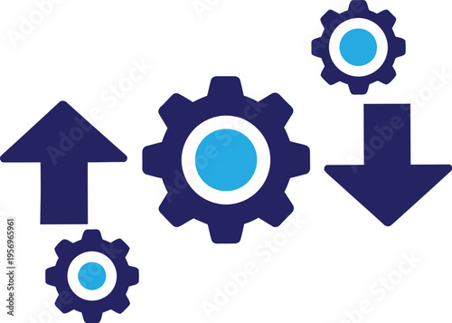 Gear icons with arrows indicating process and workflow automation
