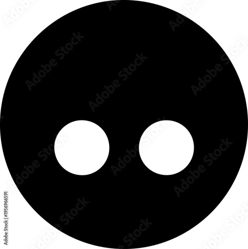 Vector black circle icon with two white holes