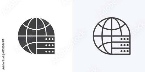 Web server icon vector sign symbol isolated on white. Stroke and clipart style