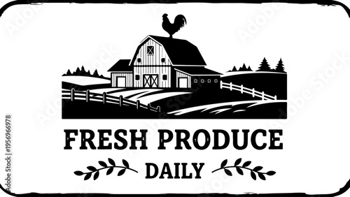 Vector farm sign with fresh produce daily text