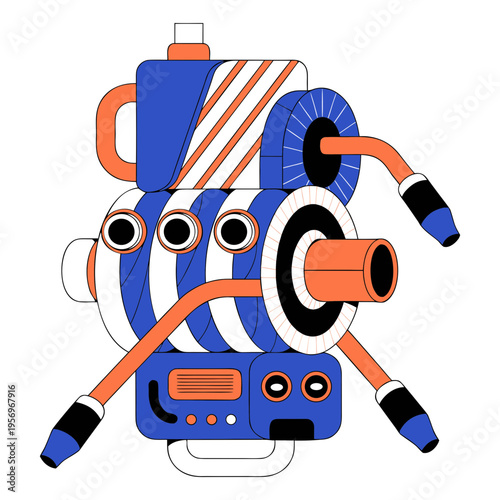 Vector art illustration of a futuristic digital nebulizer machine