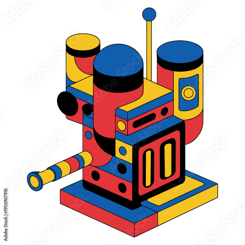 Vector art illustration of a futuristic digital nebulizer machine